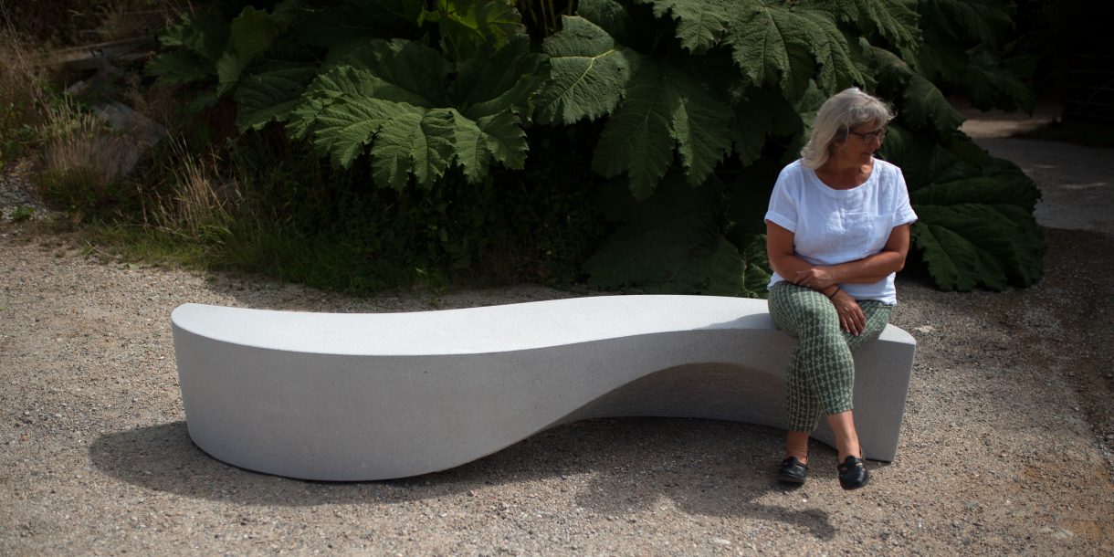 Wave bench made for urban spaces by Barrell Scultpure