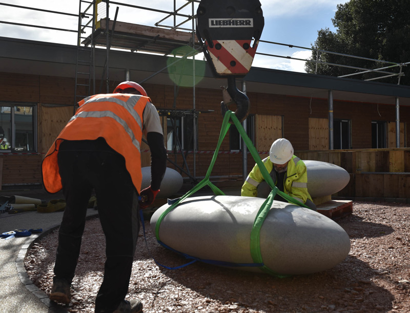 Pebble Seats for Exeter Mother and Baby Unit Barrell Sculpture