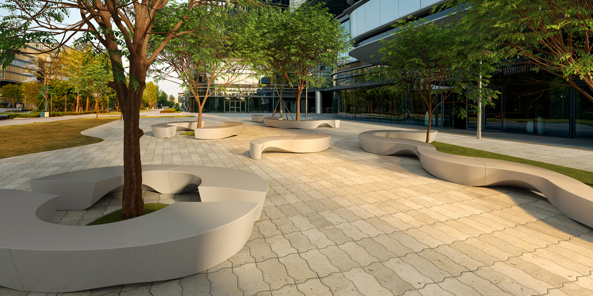 cast concrete polished modular bench